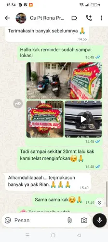 Testimonial Papan Bunga sukatali